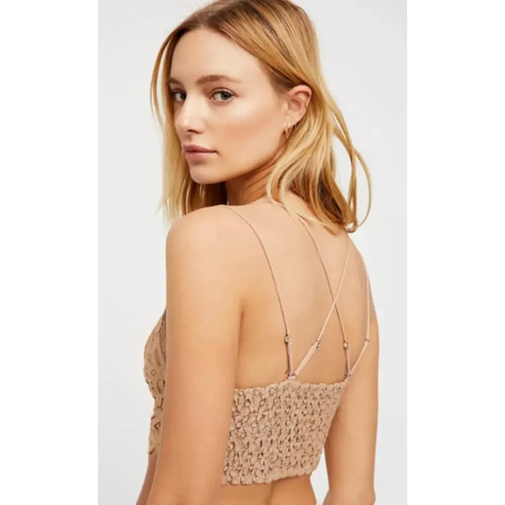 Free People tan adella lace bralette